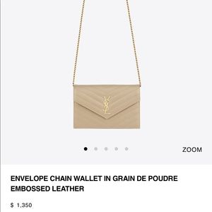 NEW* YSL ENVELOPE CHAIN WALLET IN EMBOSSED LEATHER